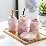 NordicSerenity Ceramic Bathroom Accessory Set – 4-Piece Scandinavian Countertop Collection | Minimalist Bathroom Décor