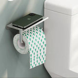 LoftEdge Toilet Roll Holder with Shelf – Aluminium Wall-Mounted Bathroom Organiser | Modern Space-Saving Storage