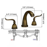 Kingswell Manor Basin Mixer – Antique Brass Widespread Bathroom Tap | Classic Dual Handle Vanity Faucet