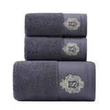 WinterLuxe Embroidered Cotton Towel Set – 3-Piece Jacquard Bathroom Collection | Soft Absorbent Luxury Towels