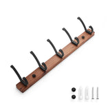 Novalith SARIHOSY Black Wooden Wall Hook Rack – 5-Hook Modern Coat & Towel Organiser | Wall-Mounted Storage for Bathroom, Kitchen & Hallway