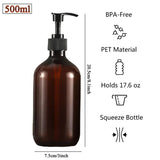 Aureline Amber Refillable Dispenser Set – 3-Piece 500ml Bathroom Pump Bottles for Shampoo, Soap & Body Wash | Modern Spa Storage