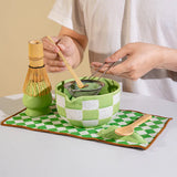Matcha Harmony Ceramic Tea Set – Japanese-Inspired Matcha Bowl & Whisk Kit | Lattice Design | Tea Set for Up to 4 People