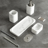 MarbleLuxe 4-Piece Bathroom Accessory Collection – Resin Marble Effect Countertop Set | Luxury Bathroom Organisation