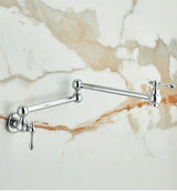 Aurelius Wall Pot Filler Tap – Brushed Gold Folding Kitchen Faucet | Luxury Brass Stove Filler