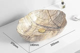 MarbleLuxe Ovalis Vessel Sink – Marble Pattern Ceramic Countertop Basin