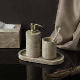Valdore Emperador Marble Bathroom Accessories Set – 7-Piece Natural Stone Luxury Collection | Spa-Inspired Bathroom Décor
