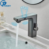 PureSense TouchFree Digital Sensor Faucet – Smart White Motion-Activated Bathroom Sink Mixer with LED Temperature Display