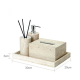 Bellaverto Beige Travertine Bathroom Accessory Set – Natural Stone Spa Collection | Luxury Marble Bathroom Décor