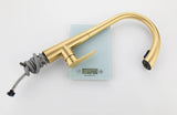 Aurevo Pull-Down Kitchen Mixer Tap – Brushed Gold Stainless Steel Faucet | Modern Hot & Cold Sink Sprayer