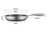 HexaForge Hybrid Frying Pan – Stainless Steel Skillet with Honeycomb Surface & Glass Lid | Induction Ready Cookware