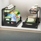 Auralith AquaStor Double-Layer Sink Organiser – Extendable Under-Sink Storage Rack | Reinforced Pull-Out Kitchen Cabinet System