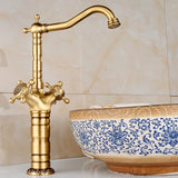 AurelioForge Vintage Etch Mixer – Engraved Antique Brass Faucet | Luxury Bathroom & Kitchen Sink Tap