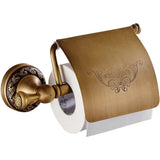 IronCrest Vintage Toilet Roll Holder – Antique Black Wall-Mounted Bathroom Accessory with Engraved Metal Finish