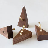 Aurivane Geometric Wall Hook – Solid Wood & Brass Hanging Hook | Modern Minimalist Key & Coat Holder