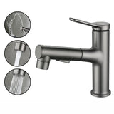 PureGlide Pull-Out Basin Mixer – White Brushed Bathroom Faucet | Modern Brass Sink Tap