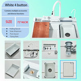 NoirFlow Smart Kitchen Sink Station – Gunmetal Stainless Steel Waterfall Sink | Digital Display Workstation Basin