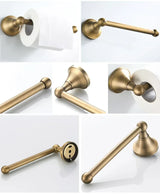 CopperVale Vintage Bathroom Hardware Set – Antique Brass Wall-Mounted 3-Piece Bathroom Accessory Collection