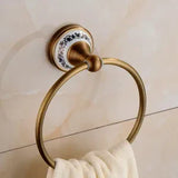 HeritageLuxe Antique Brass Bathroom Hardware Set – Vintage Brass & Ceramic Wall-Mounted Bathroom Accessories Collection