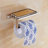 LoftEdge Toilet Roll Holder with Shelf – Aluminium Wall-Mounted Bathroom Organiser | Modern Space-Saving Storage