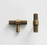 Belmont Knurled Brass T-Bar Handle – Art Deco Industrial Cabinet Pull | Vintage Luxury Furniture Hardware