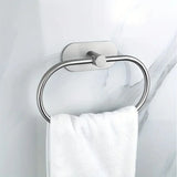 Velaro No-Drill Stainless Steel Bathroom Accessory Set – Self-Adhesive Modern Towel & Robe Holders | Brushed Metal Finish
