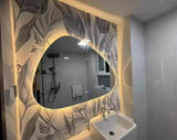 ArctiGlow Sculpt LED Vanity Mirror – Irregular Scandinavian Bathroom Mirror with Ambient Lighting & Aluminium Frame