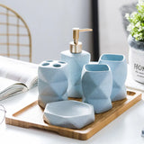 NordicSerenity Ceramic Bathroom Accessory Set – 4-Piece Scandinavian Countertop Collection | Minimalist Bathroom Décor