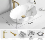 MarbleLuxe Ovalis Vessel Sink – Marble Pattern Ceramic Countertop Basin