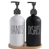 Veloura Matte Black Soap Dispenser Set – 500ml Refillable Pump Bottles for Kitchen & Bathroom | Modern Minimalist Countertop Storage