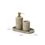 Valdore Emperador Marble Bathroom Accessories Set – 7-Piece Natural Stone Luxury Collection | Spa-Inspired Bathroom Décor