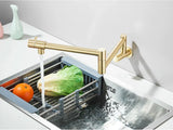 AurumFlex Wall Kitchen Tap – Brushed Gold Swivel Faucet | Premium Space-Saving Cold Water Mixer