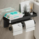 LoftEdge Toilet Roll Holder with Shelf – Aluminium Wall-Mounted Bathroom Organiser | Modern Space-Saving Storage