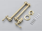 AurumFlex Wall Kitchen Tap – Brushed Gold Swivel Faucet | Premium Space-Saving Cold Water Mixer
