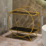 Bellavue Marble Vanity Organiser – Luxury 2-Tier Cosmetic Storage Stand | Gold & Black Bathroom Display Shelf
