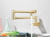 AurumFlex Wall Kitchen Tap – Brushed Gold Swivel Faucet | Premium Space-Saving Cold Water Mixer