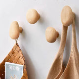 Scandinavian Pebble Wood Hooks – Minimalist No-Drill Coat & Door Hangers | Modern Home Organisation
