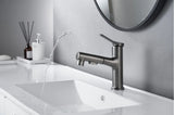 PureGlide Pull-Out Basin Mixer – White Brushed Bathroom Faucet | Modern Brass Sink Tap