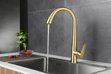 Aurevo Pull-Down Kitchen Mixer Tap – Brushed Gold Stainless Steel Faucet | Modern Hot & Cold Sink Sprayer