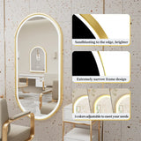 Aurelia Glow Oval LED Mirror – Gold Framed Anti-Fog Bathroom Mirror | Dimmable Luxury Vanity Lighting