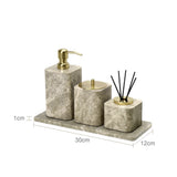 Valdore Emperador Marble Bathroom Accessories Set – 7-Piece Natural Stone Luxury Collection | Spa-Inspired Bathroom Décor