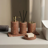 Aurello Red Travertine Bathroom Accessories Collection – Natural Stone Spa Luxury | Vintage Bathroom Décor