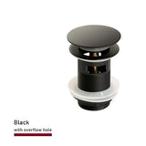 Vellora Brass Click-Clack Basin Waste – Solid Brass Pop-Up Sink Drain | Universal Bathroom Plug with Overflow Option
