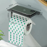 LoftEdge Toilet Roll Holder with Shelf – Aluminium Wall-Mounted Bathroom Organiser | Modern Space-Saving Storage
