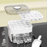 FrostPress 50-Cube Ice Tray & Storage Box – Easy-Release Press Lid | Double-Layer Ice Maker | Reusable Freezer Container