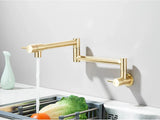 AurumFlex Wall Kitchen Tap – Brushed Gold Swivel Faucet | Premium Space-Saving Cold Water Mixer