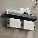LoftEdge Toilet Roll Holder with Shelf – Aluminium Wall-Mounted Bathroom Organiser | Modern Space-Saving Storage