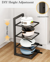 StackForge Adjustable Pan Organiser – Multi-Tier Cookware Storage Rack | Space-Saving Kitchen Holder