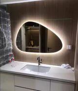 ArctiGlow Sculpt LED Vanity Mirror – Irregular Scandinavian Bathroom Mirror with Ambient Lighting & Aluminium Frame