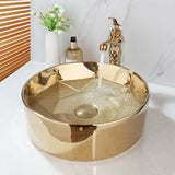 Aurielle Royale Vessel Sink Set – Hand-Painted Ceramic Basin with Gold Faucet & Pop-Up Drain